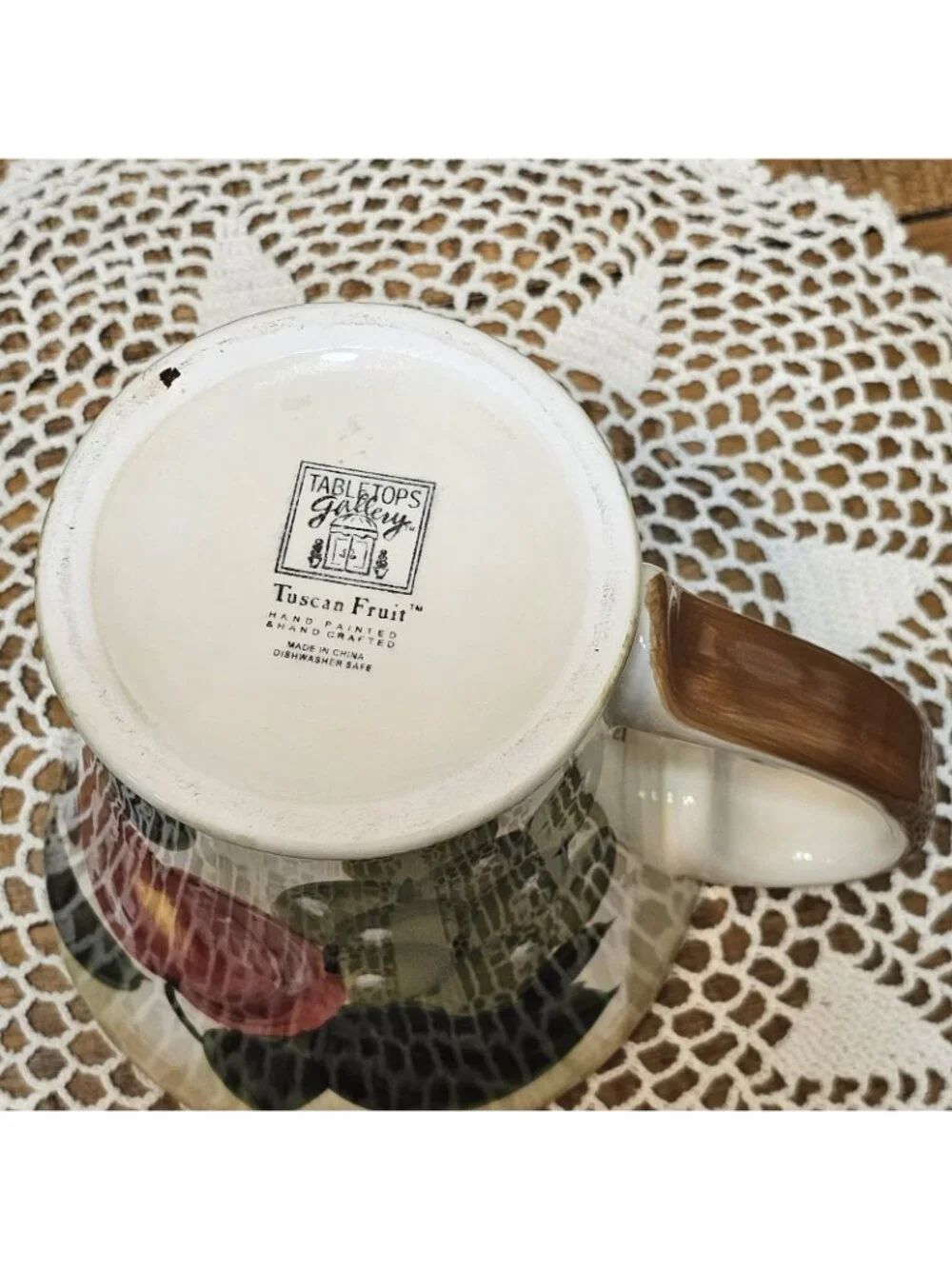 Tabletops Gallery Tuscan Fruit Grapes  Hand Painted Hand Crafted  Ceramic Mug